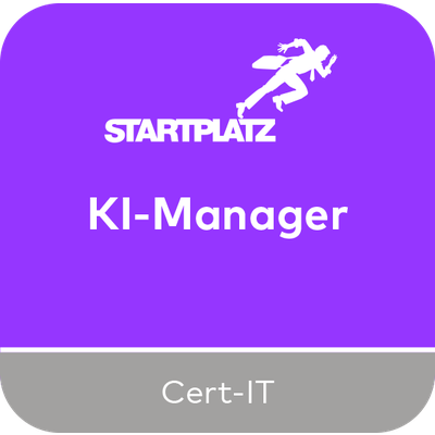 Originaler STARTPLATZ KI-Manager-Badge von Cert-IT